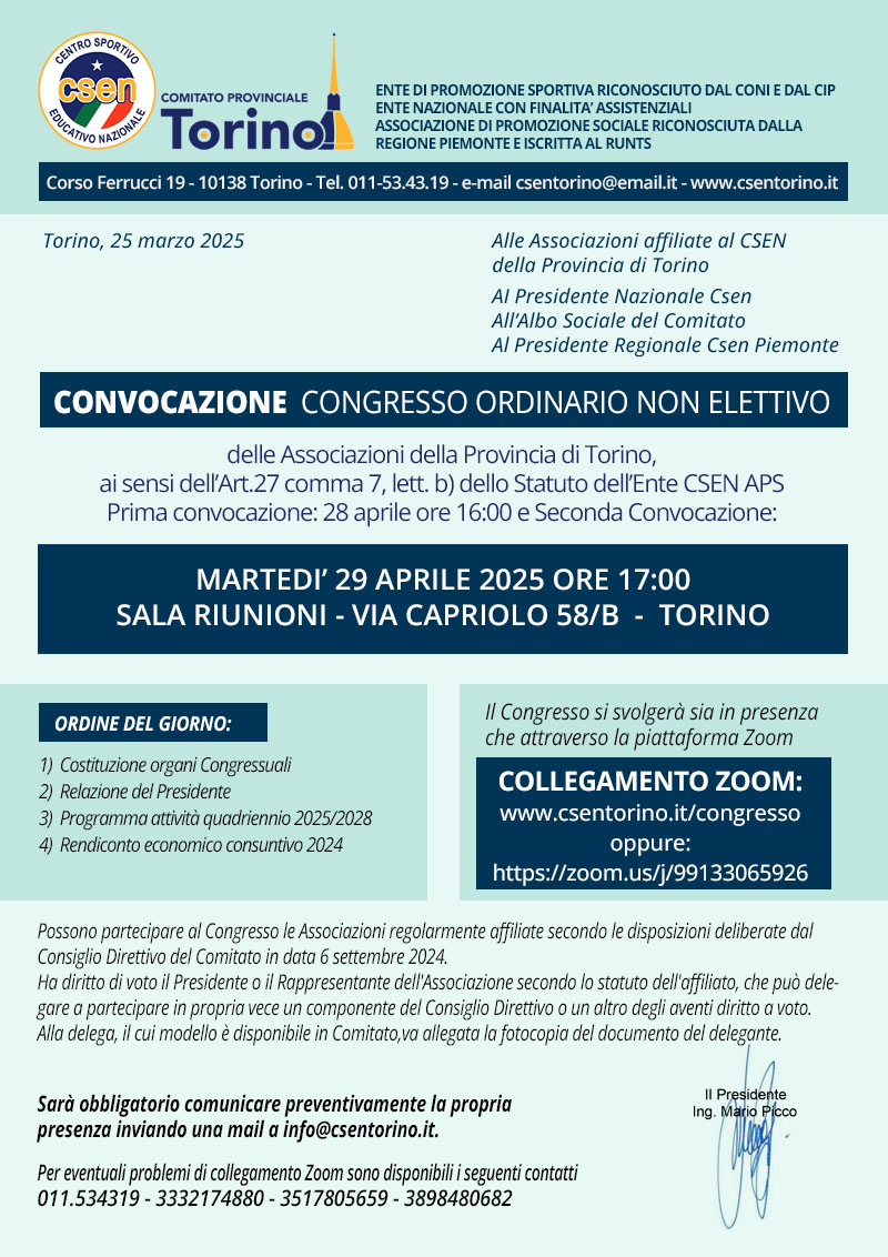 convocazione congresso 2025 non elettivo